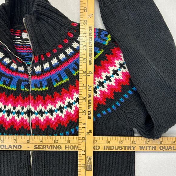 Vtg Tommy Hilfiger Womens M Fair Isle Sweater Cardigan Black Full Zip Cotton Bln - Picture 7 of 16